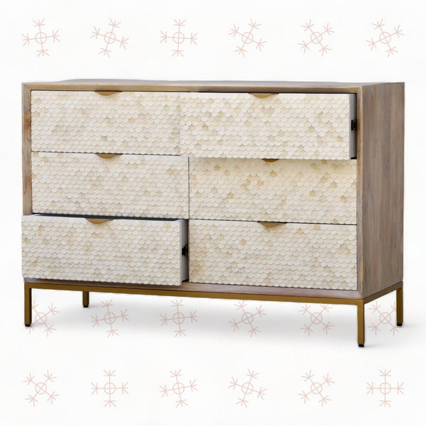 Cora Bone Inlay 6 Drawer Dresser