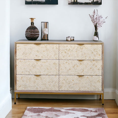 Cora Bone Inlay 6 Drawer Dresser