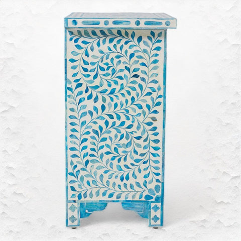 Ella Colored Bone Inlay Floral Bedside Turquoise