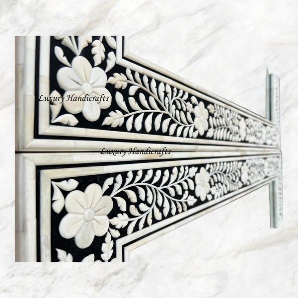 Embossed Bone Inlay Floral Mirror Square