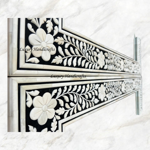 Embossed Bone Inlay Floral Mirror Square