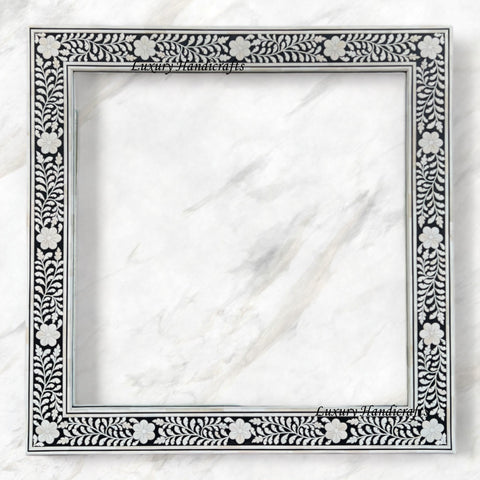 Embossed Bone Inlay Floral Mirror Square