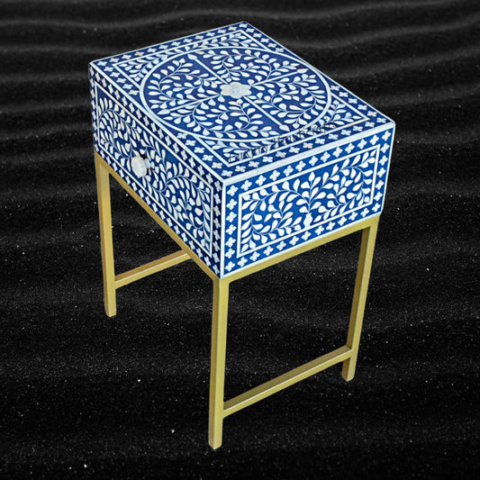 FUSION Bone Inlay Nightstand Blue Ready to Ship