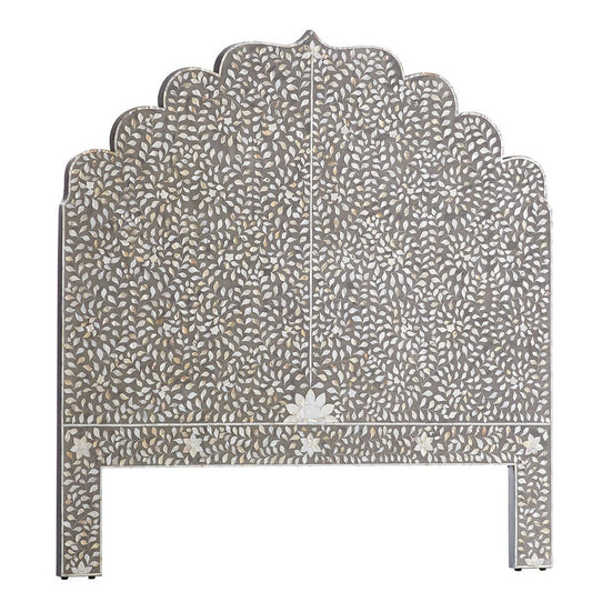 Floral MOP Inlay Headboard Grey