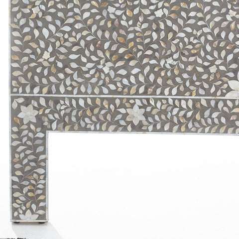 Floral MOP Inlay Headboard Grey