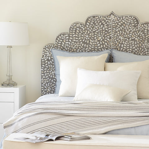 Floral MOP Inlay Headboard Grey