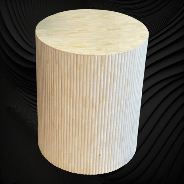 Fluted Bone Inlay Round Side Table