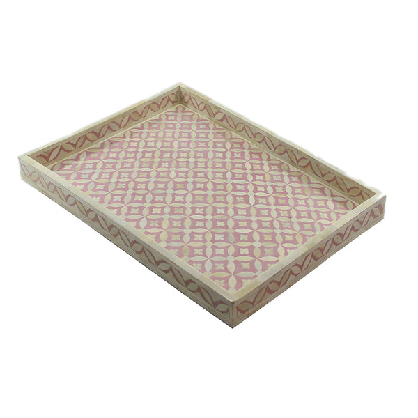 Foulard Pink Bone Inlay Tray In Geometric Design