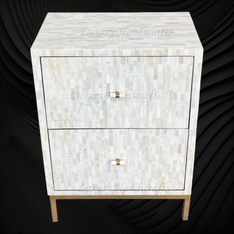 Full Bone Inlay 2 Drawer Bedside