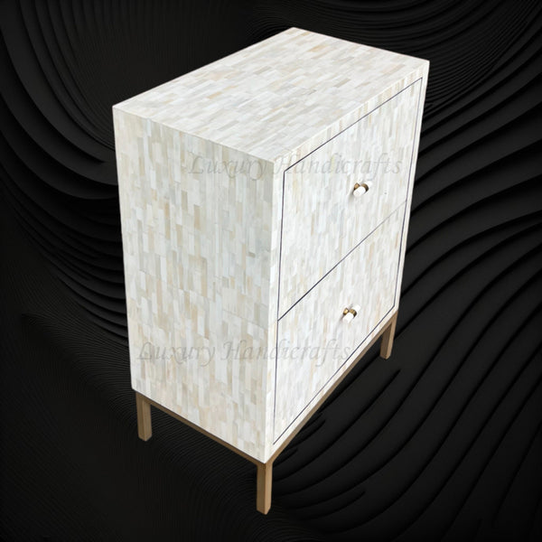 Full Bone Inlay 2 Drawer Bedside