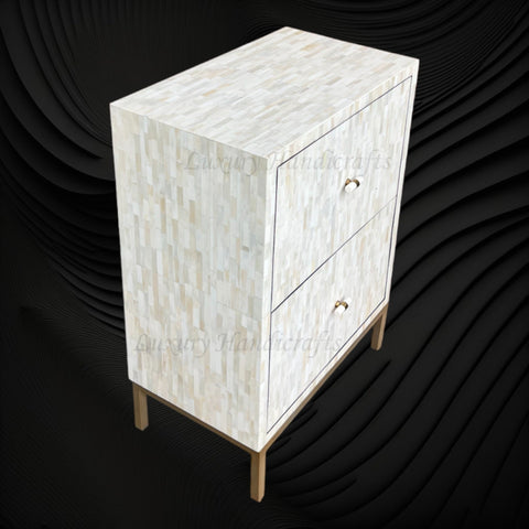 Full Bone Inlay 2 Drawer Bedside