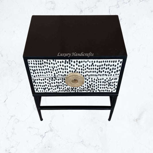 Full Bone 2 Drawer Bedside Black