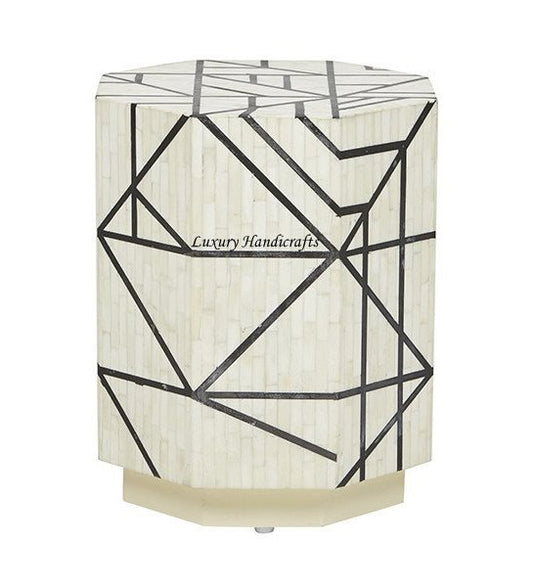 Full Bone Inlay Geometric Side Table