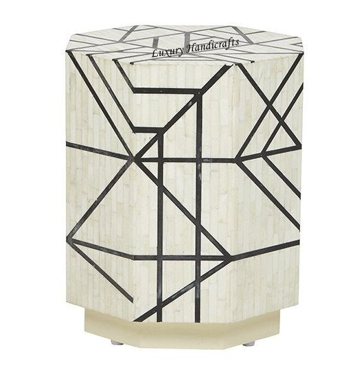 Full Bone Inlay Geometric Side Table