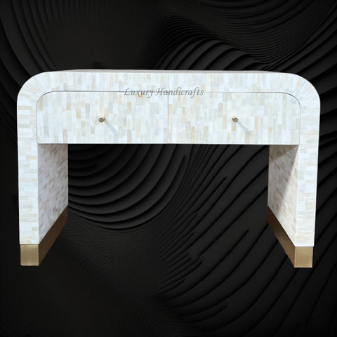 Full Bone Inlay Waterfall 2 Drawers Console