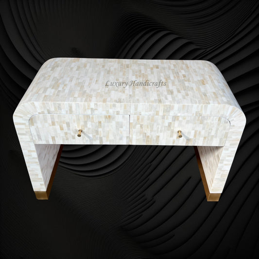 Full Bone Inlay Waterfall 2 Drawers Console