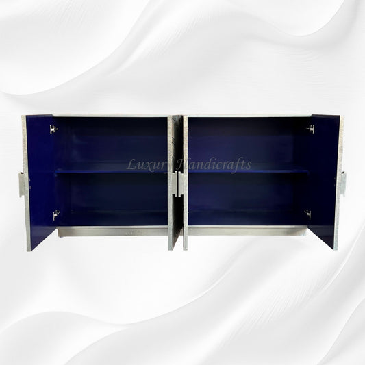 Silver Metal Embossed Fusion 4 Door Cabinet 2