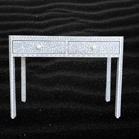 FUSION Floral Bone Inlay Console Grey Ready to Ship