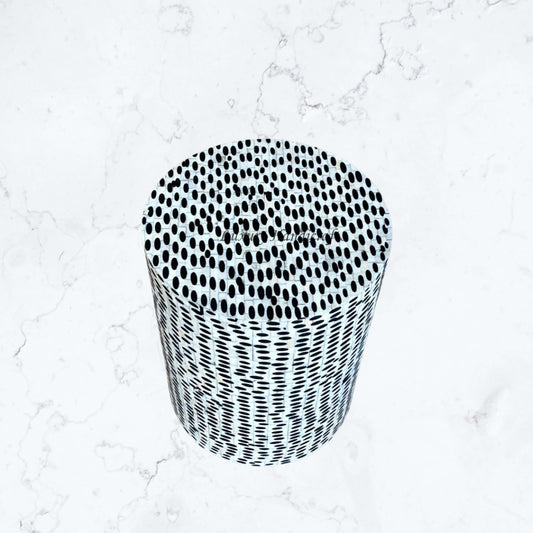 FUSION Full Bone Inlay Round Side Table Black