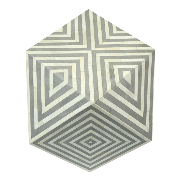 Bone Inlay Octagonal Round Stool Grey