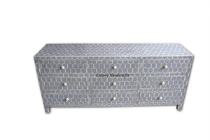 Bone Inlay 9 Drawer Chest Honeycomb Grey