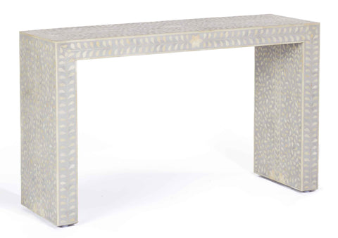 Bone Inlay Floral Console Table Grey