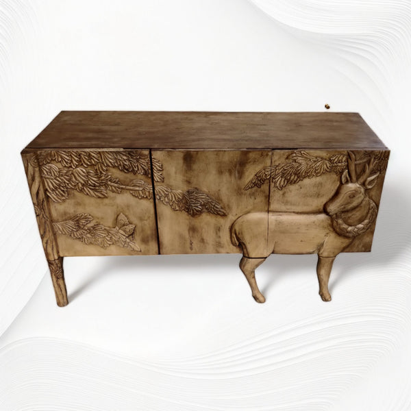 Handcarved Land and Sky Buffet Antique Brown 1