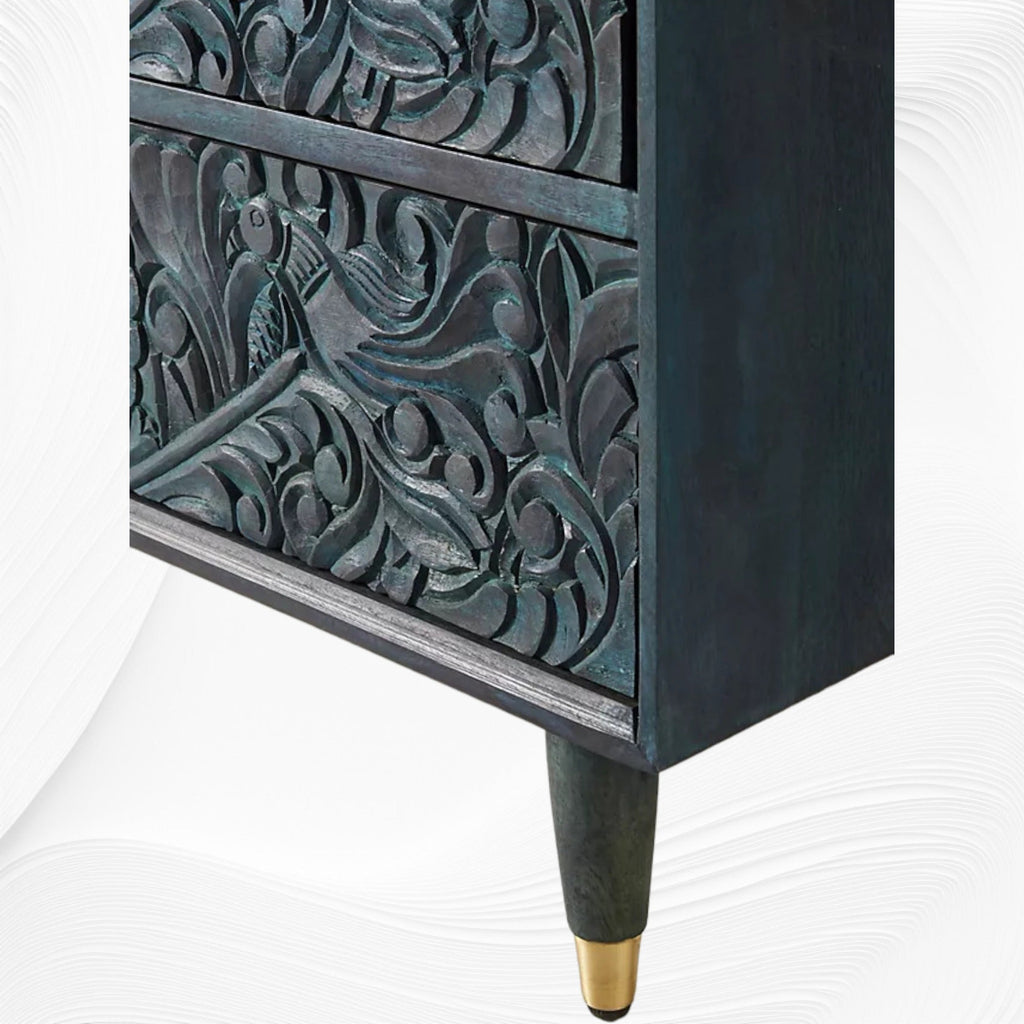 Handcarved Gulliver Six Drawer Dresser Green luxuryhandicrafts.in