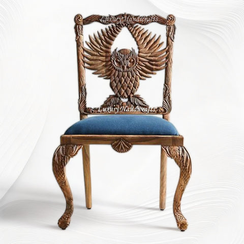 Handcarved Menagerie Owl Dining Chair Brown Set of 2