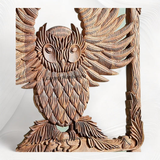 Handcarved Menagerie Owl Dining Chair Brown