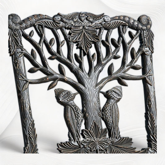 Handcarved Menagerie Woodpecker Dining Chair Black
