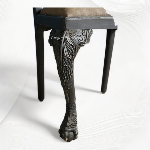 Handcarved Menagerie Woodpecker Dining Chair Black