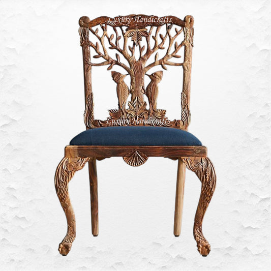 Handcarved Menagerie Woodpecker Dining Chair Brown