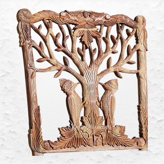 Handcarved Menagerie Woodpecker Dining Chair Brown