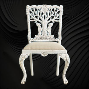 Handcarved Menagerie Woodpecker Dining Chair White Set of 2