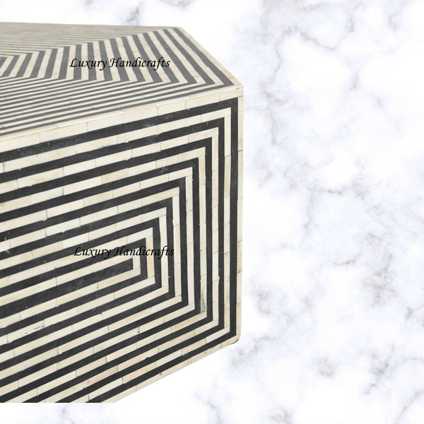 Hexa Bone Inlay Coffee Table Black