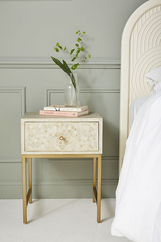 Star Bone Inlay Nightstand White