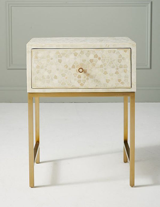 Star Bone Inlay Nightstand White