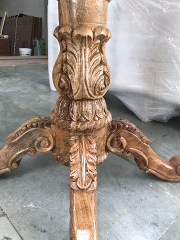 Bone Inlaid Round Dining Table Natural Brown