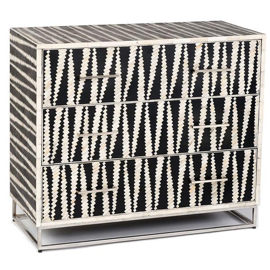 Malawi Bone Inlay Chest Of Drawers Black / White