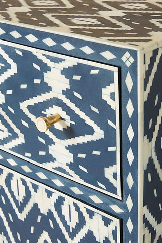 Ikat Bone Inlay Entryway Cabinet Blue