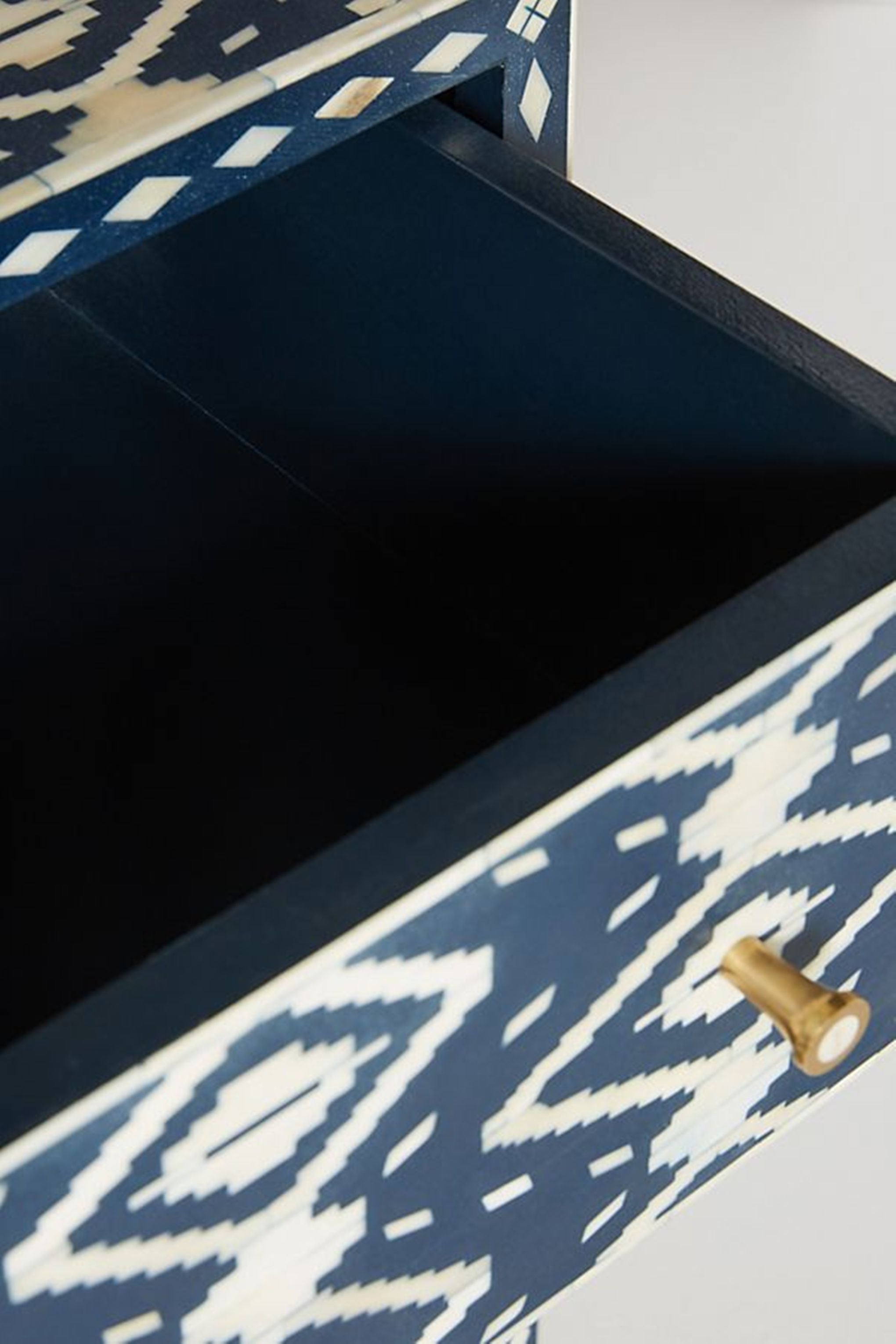 Ikat Bone Inlay Entryway Cabinet Blue