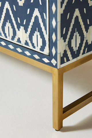 Ikat Bone Inlay Entryway Cabinet Blue