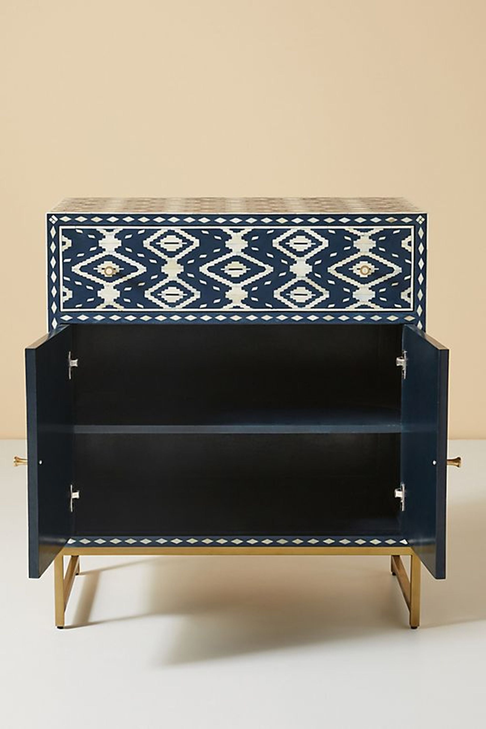 Ikat Bone Inlay Entryway Cabinet Blue