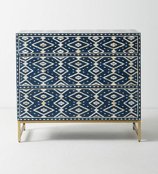 Ikat Bone Inlay 3 Drawer Dresser