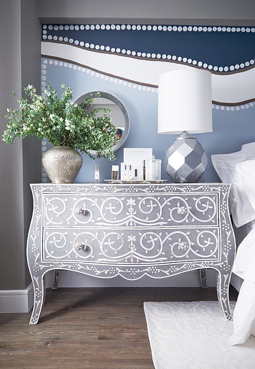 French Style Bone Inlay Dresser Gray