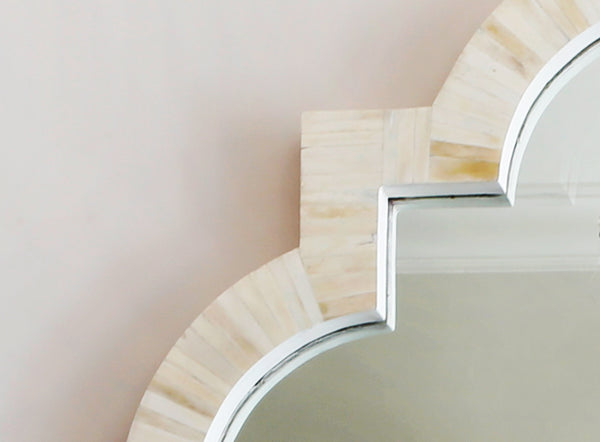 Quatrefoil Natural Bone Inlay Mirror