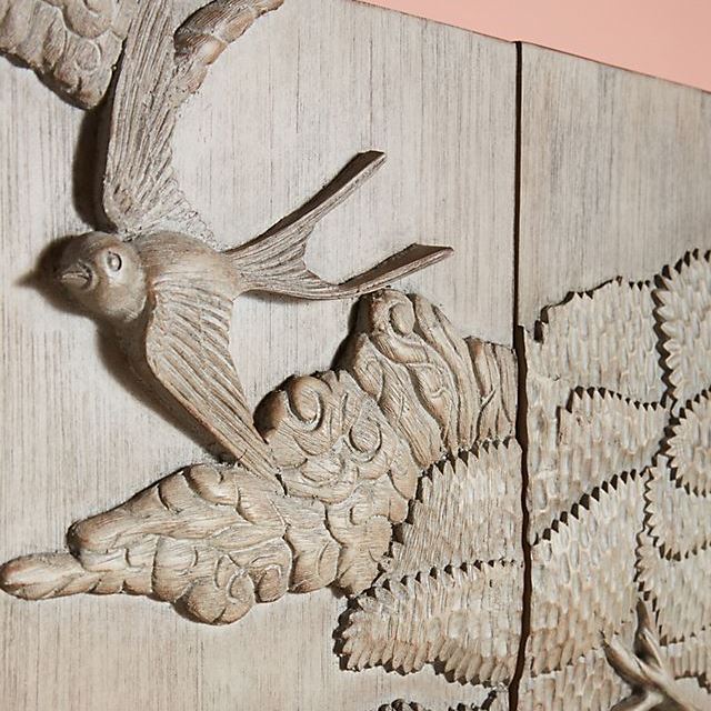 Handcarved Land and Sky Bar Cabinet