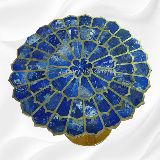 Lapis Lazuli Marigold Brass Accent Table 1