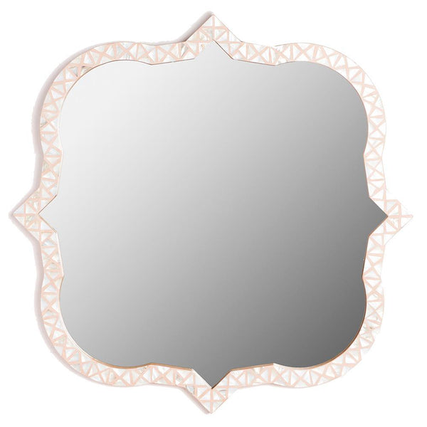 Triangle Mother Of Pearl Inlay Mirror - Nude Pink